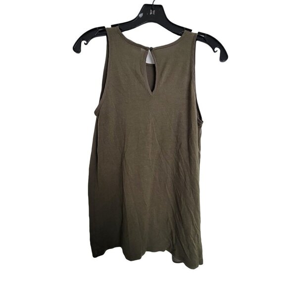 Loft Sleeveless Keyhole Button Back Green Silky Smooth Tank Blouse Top Size XS - Picture 3 of 10